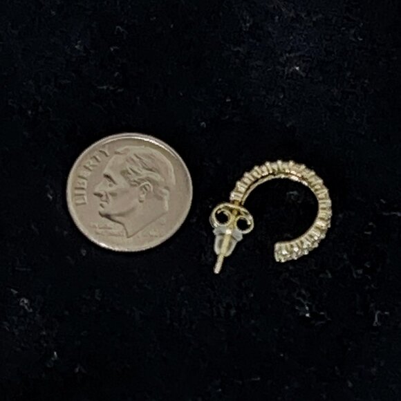 Diamonique Pavé Huggie Hoop Earrings Gold Plated Sterling Silver NEW - Picture 5 of 11